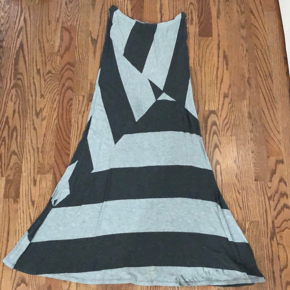 South African designer Grey striped maxi skirt